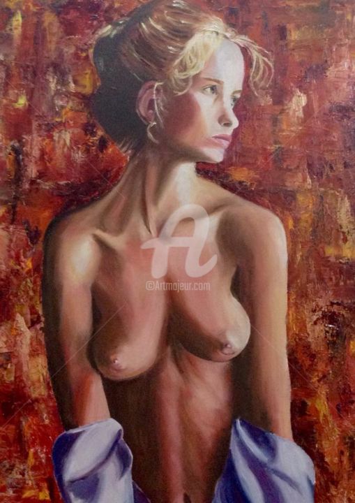 Painting titled "Naked woman" by Alicia Charnis, Original Artwork, Oil