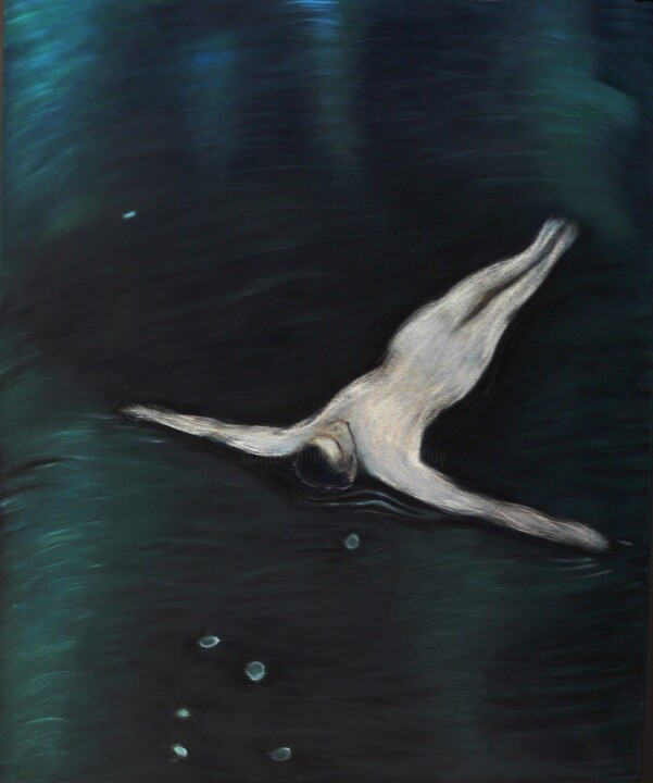 Painting titled "Out of nowhere" by Collay Anne, Original Artwork, Oil Mounted on Wood Stretcher frame