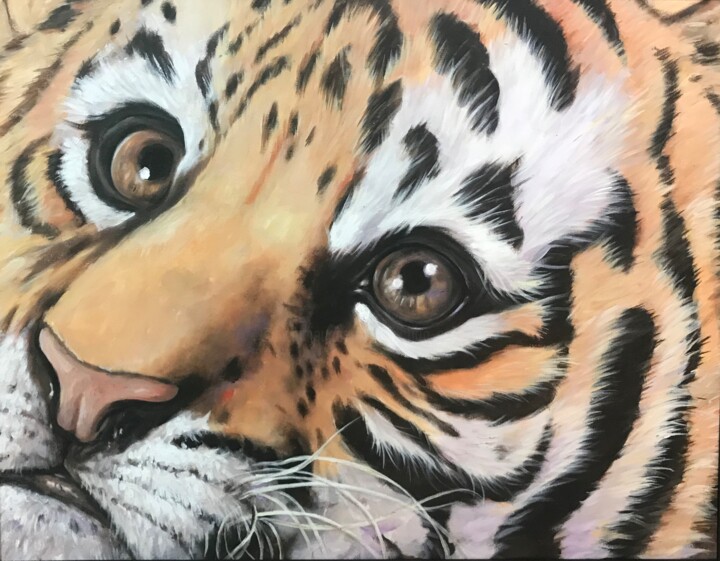 Painting titled "Bébé Tigre" by Collection Animaux, Original Artwork, Acrylic