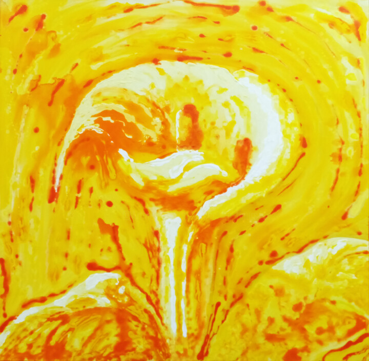 Painting titled "Arum Jaune" by Collection Fleurs, Original Artwork, Acrylic