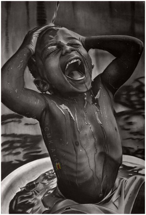 Drawing titled "African joy" by Collin Makoni, Original Artwork, Charcoal