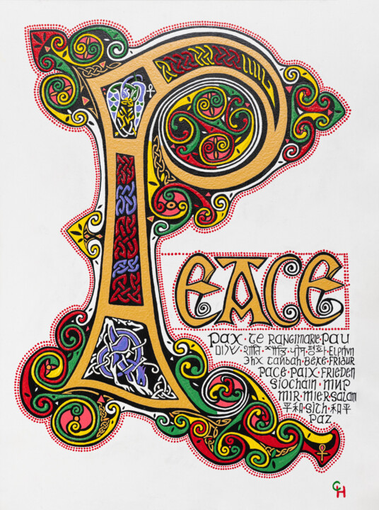 Картина под названием "PEACE" - Colm Hughes, Подлинное произведение искусства, Акрил