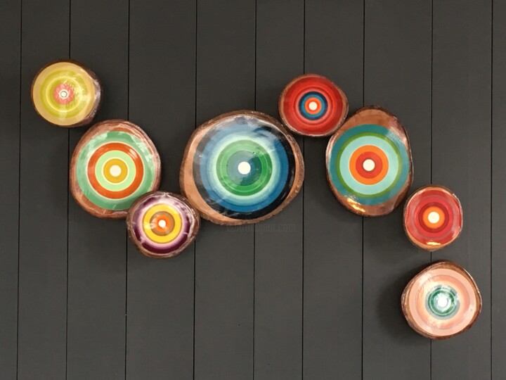 Sculpture intitulée "Cercles colorés" par Colorame, Œuvre d'art originale, Objets