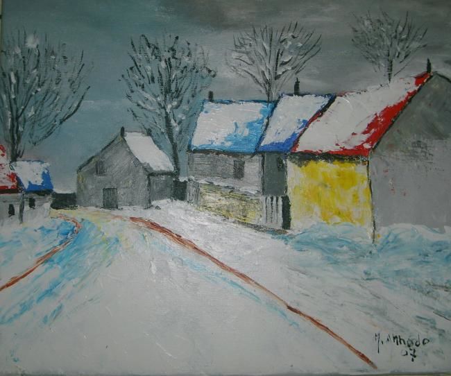 Peinture intitulée "neige sur arrabloy" par Michel Arnodo, Œuvre d'art originale