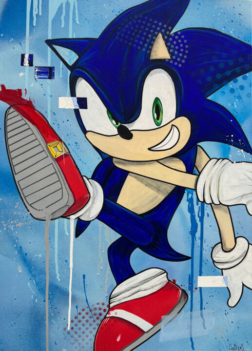 Peinture intitulée "Sonic" par Comains, Œuvre d'art originale, Acrylique
