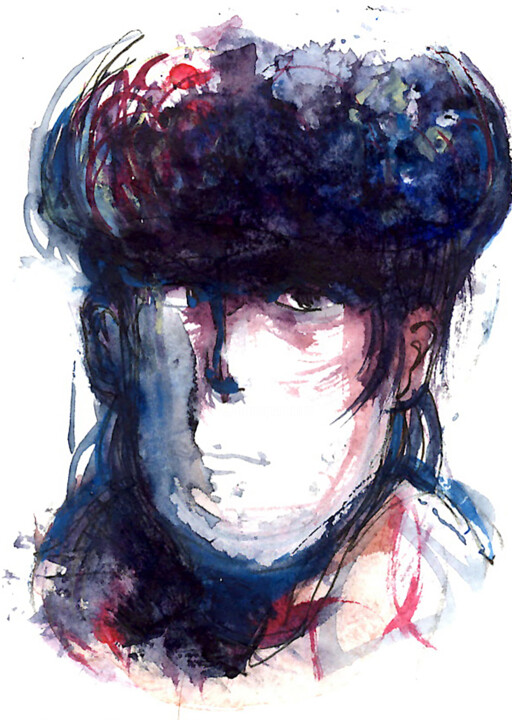 Peinture intitulée "Visage flottant, Co…" par Côme Sonnet, Œuvre d'art originale, Aquarelle