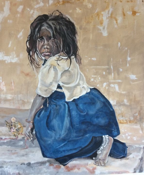 Painting titled "Petite Afghane" by Frédérick Comerro, Original Artwork, Acrylic