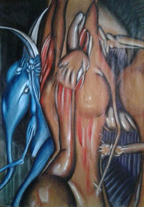 Pintura titulada "alguien esta hacien…" por Mario Lavalle, Obra de arte original, Lápiz