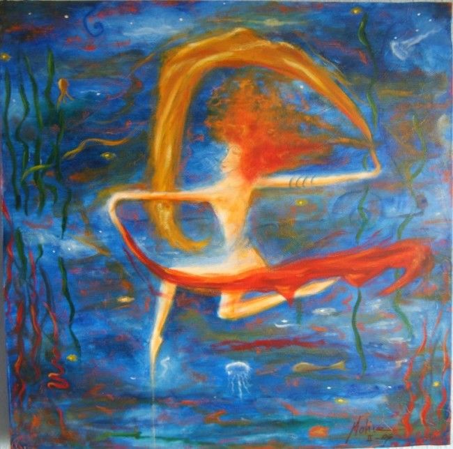 Pintura titulada "fiesta acuática" por Maricruz Molina, Obra de arte original