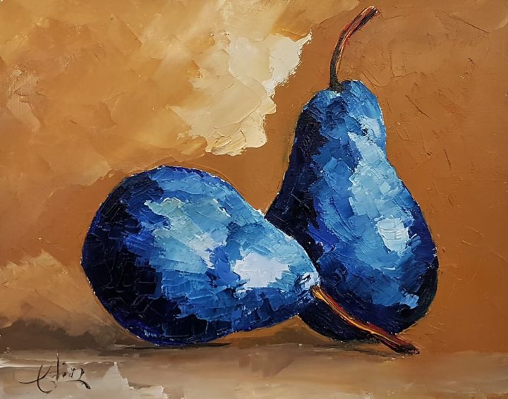 Painting titled "Two Atypical Pears" by Constantin, Original Artwork, Oil