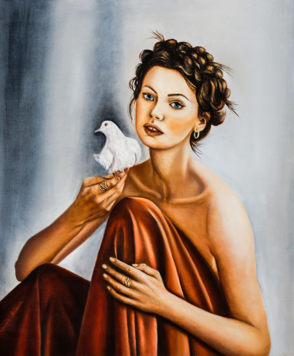 Pittura intitolato "La portaatrice di p…" da Connie Sciacca, Opera d'arte originale, Olio