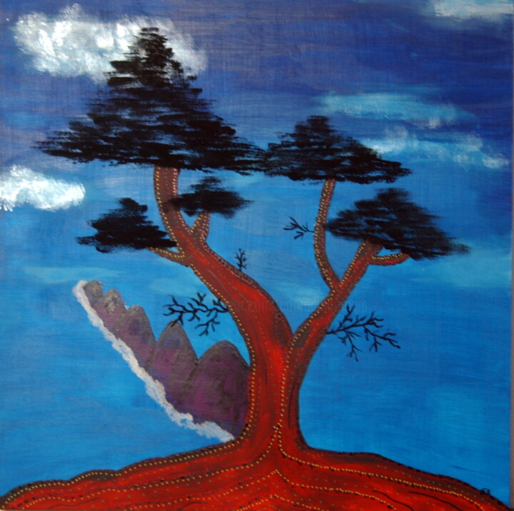 Peinture intitulée "A tree on the ocean" par Conrad Bloemers, Œuvre d'art originale, Acrylique