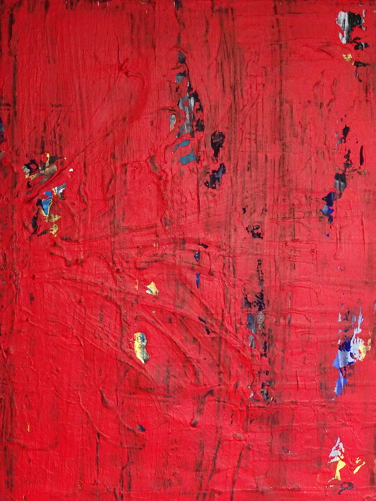 Painting titled "Red manic ( ready t…" by Conrad Bloemers, Original Artwork, Acrylic