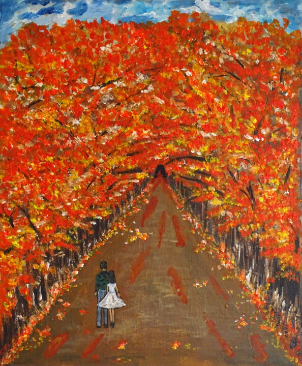 Painting titled "Stroll through the…" by Conrad Bloemers, Original Artwork, Acrylic