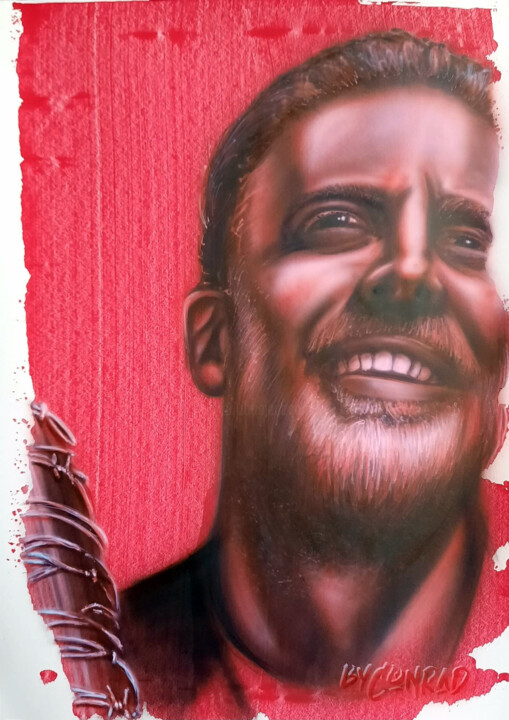 Schilderij getiteld "Negan" door Conrad Willemsen, Origineel Kunstwerk, Airbrush