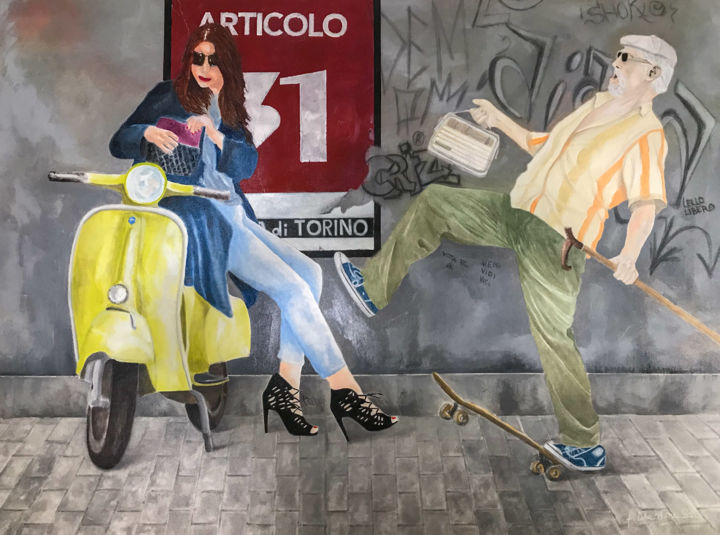 Картина под названием "La Drague" - Federico Consolazione, Подлинное произведение искусства, Масло Установлен на Деревянная…