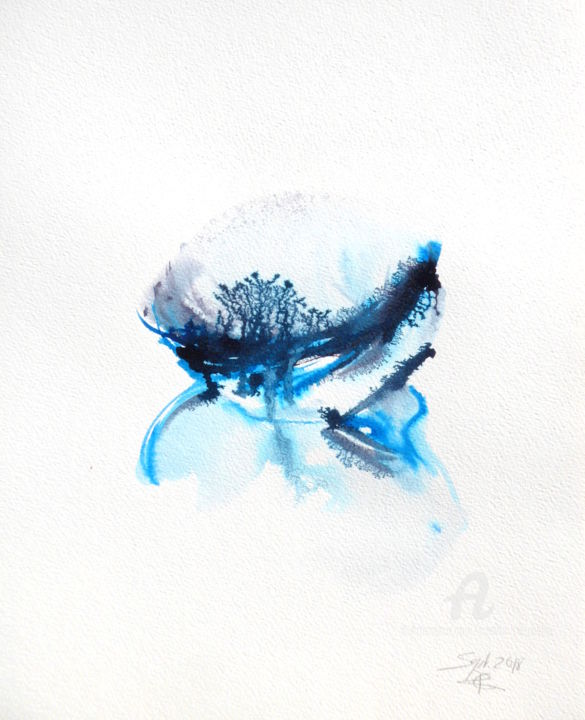 绘画 标题为“Blue Lyric Form III” 由Constance Robine, 原创艺术品, 墨