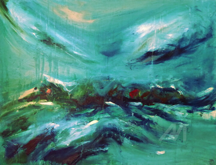 Peinture intitulée "Lueur Océane II" par Constance Robine, Œuvre d'art originale, Huile Monté sur Châssis