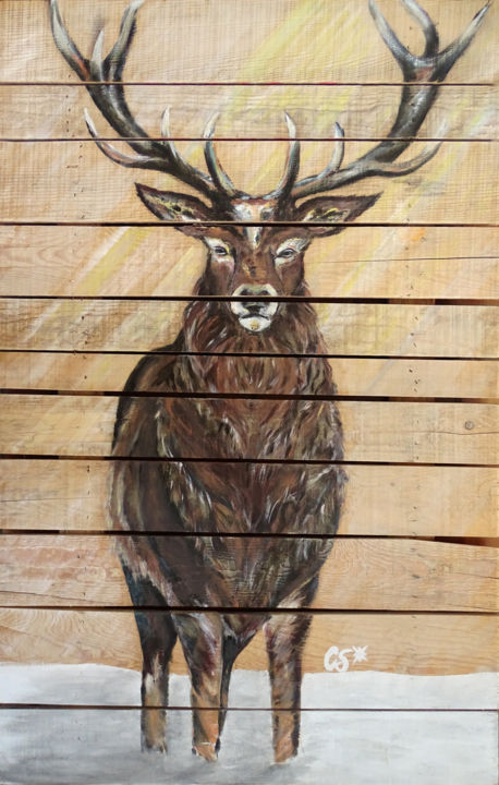 Peinture intitulée "Cerf" par Constance Schroeder, Œuvre d'art originale, Acrylique