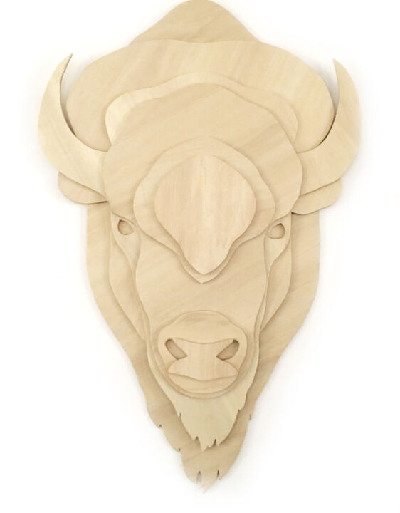 Sculpture titled "Anima totem Bison" by Constance Schroeder, Original Artwork, Wood