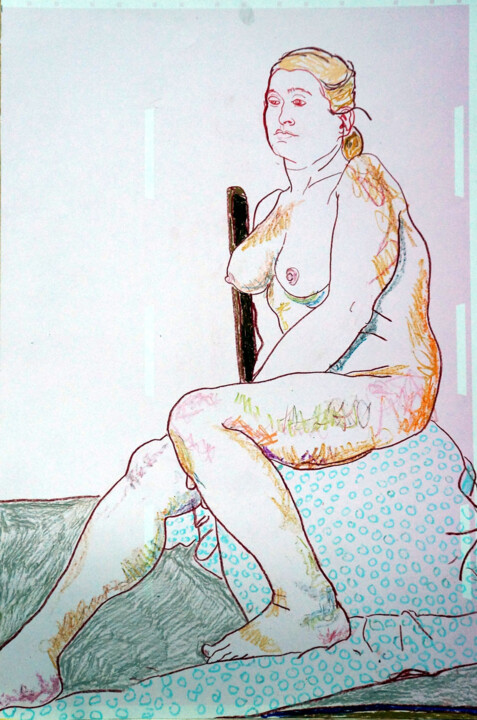 Zeichnungen mit dem Titel "croquis 7" von Constant Fenec, Original-Kunstwerk, Pastell