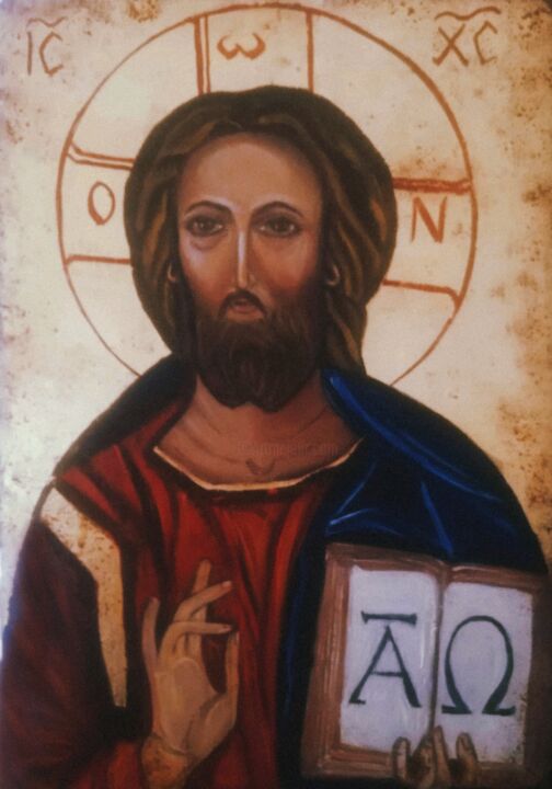 Painting titled "Jesus Christ" by Constanta P, Original Artwork, Oil