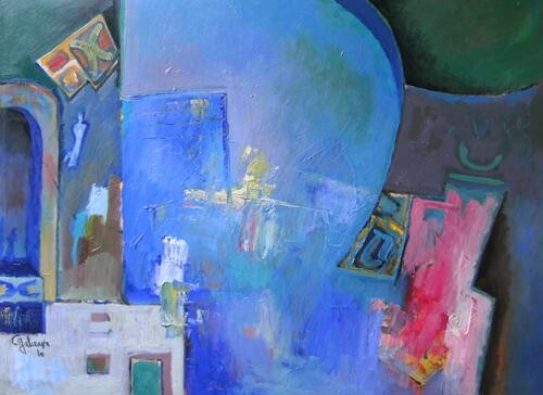 Картина под названием "Blu(74-54)cm-ot-d.j…" - Constantin Galceava, Подлинное произведение искусства