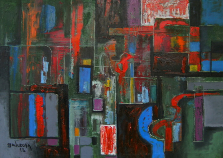 Painting titled "Composition, Origin…" by Constantin Galceava, Original Artwork, Oil