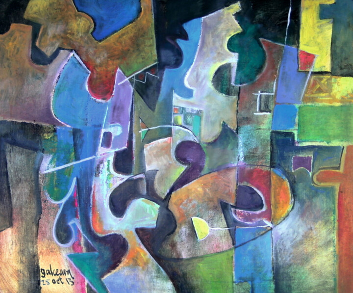 Painting titled "Puzzle. Original Pa…" by Constantin Galceava, Original Artwork, Oil