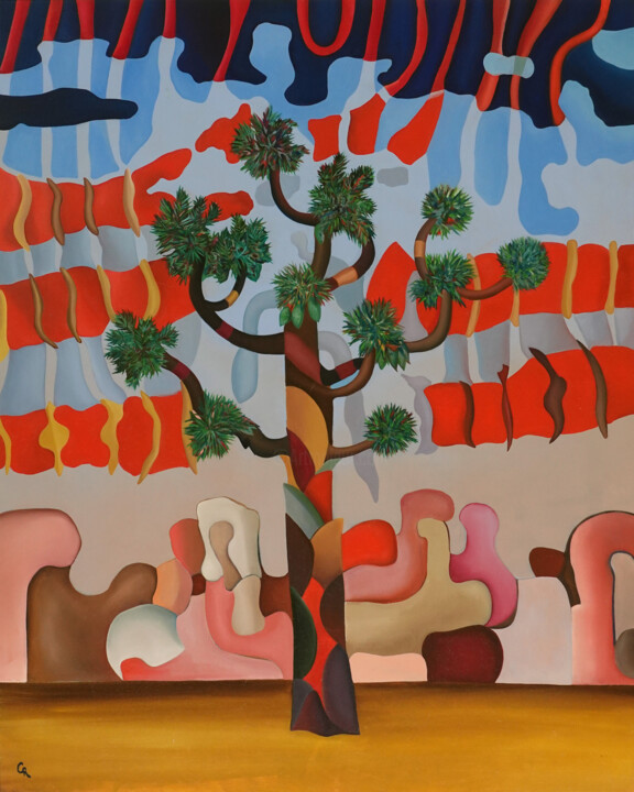 제목이 "Joshua's Vision"인 미술작품 Constantin Roucault로, 원작, 기름 나무 들것 프레임에 장착됨