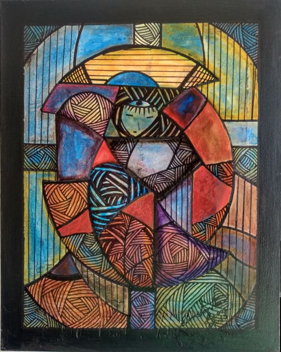 Drawing titled "Colored Parts" by Constantino Leon, Original Artwork, Acrylic
