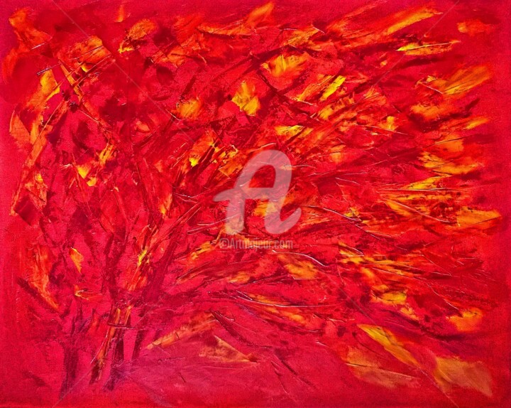 Painting titled "HOT WIND" by Constantin Popescu, Original Artwork, Oil Mounted on Wood Stretcher frame