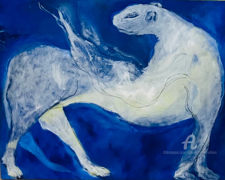 Painting titled "‘Winged Panther’" by Consuelo Child-Villiers, Original Artwork, Oil
