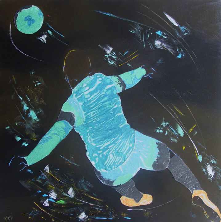 Pintura titulada "DROIT AU BUT" por Malika Hachemi Milhorat, Obra de arte original, Oleo Montado en Bastidor de camilla de m…