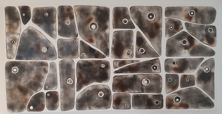 Collagen mit dem Titel "Art du feu 4" von Kusamono, Original-Kunstwerk, Collagen