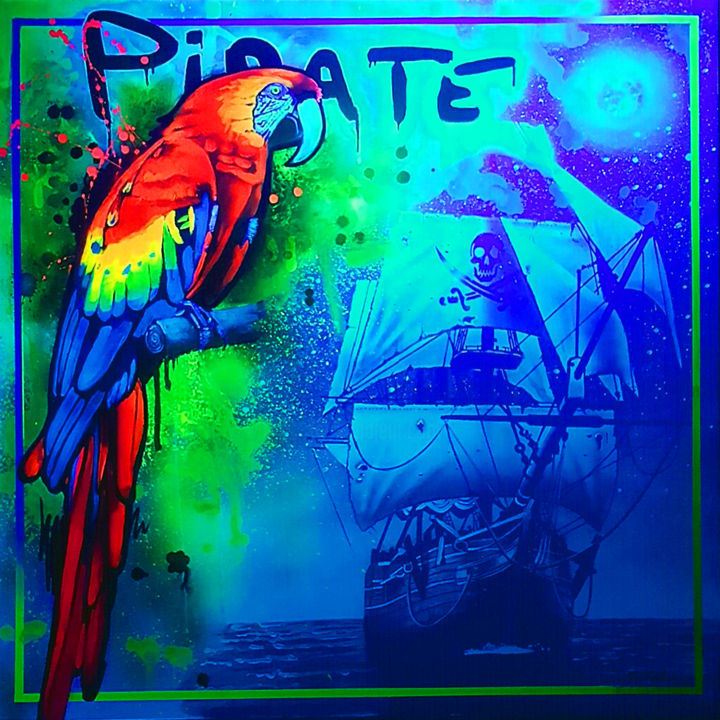 Peinture intitulée "Pirate" par Docteur Cobain, Œuvre d'art originale