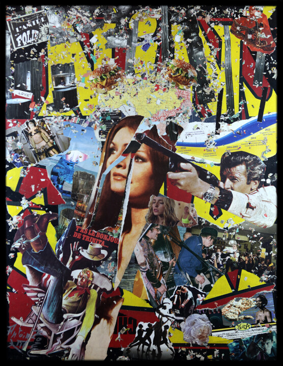 Collages getiteld "Romy" door Antoine-Emmanuel Rousselle-Laurent, Origineel Kunstwerk, Collages