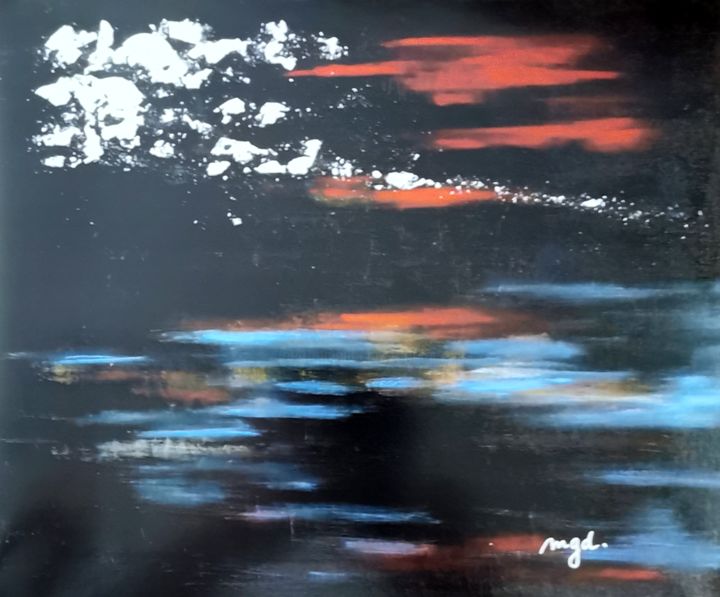 Peinture intitulée "Nuit sur l'Océan" par Dan & Monika, Œuvre d'art originale, Acrylique