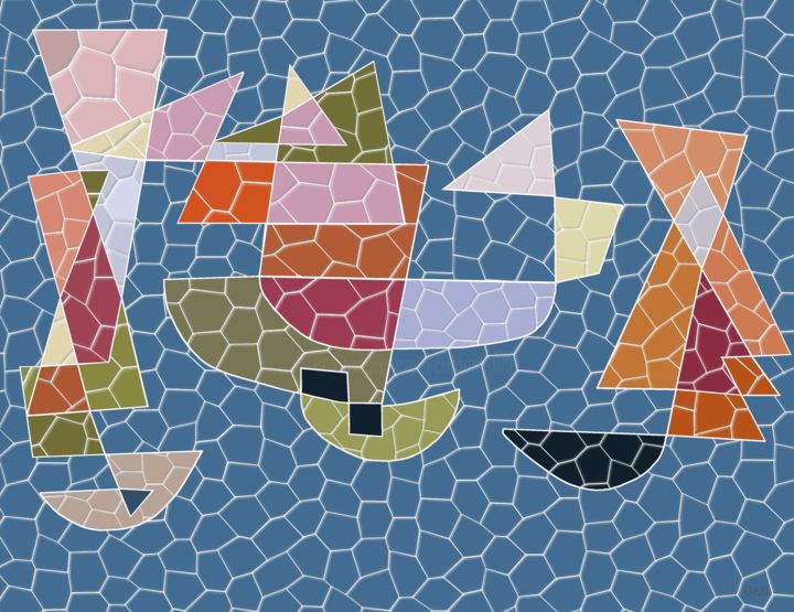 Escultura intitulada "Marine essai d'aprè…" por Dan & Monika, Obras de arte originais, Mosaico