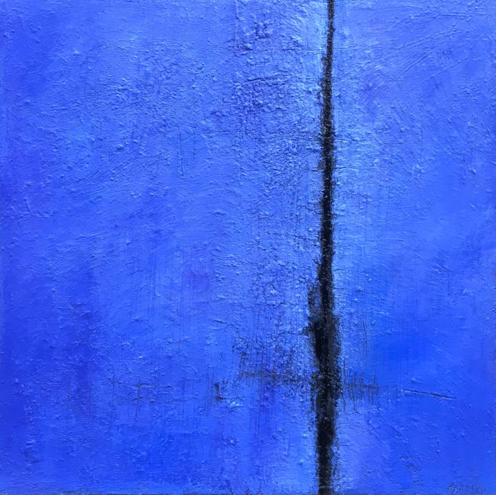 Painting titled "L'heure bleue" by Paul Carrard, Original Art, Oil