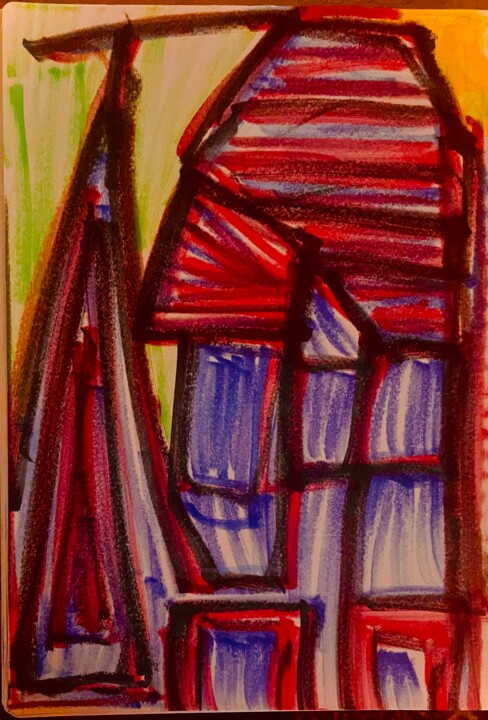 Drawing titled "Temple at dawn" by Greg Powell, Original Artwork, Marker