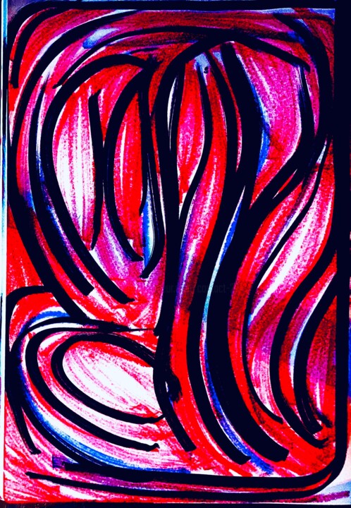 Drawing titled "Forms and colors 11" by Greg Powell, Original Artwork, Marker