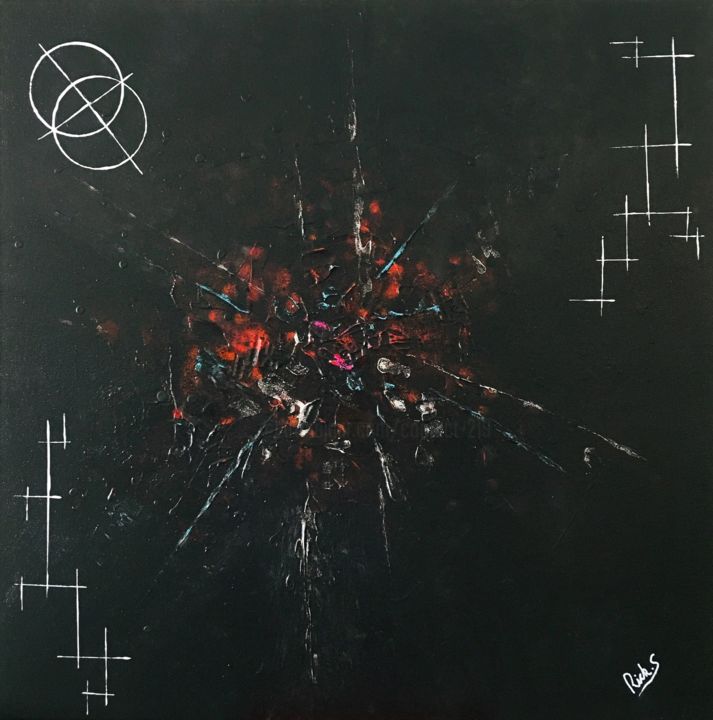Painting titled "SUPERNOVA" by Rick Smith, Original Artwork, Acrylic Mounted on Wood Stretcher frame