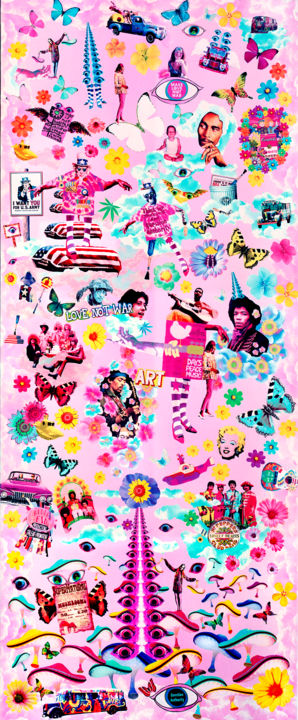 Collages titulada "Pop goes Pink" por Manuel Blond, Obra de arte original, Collages