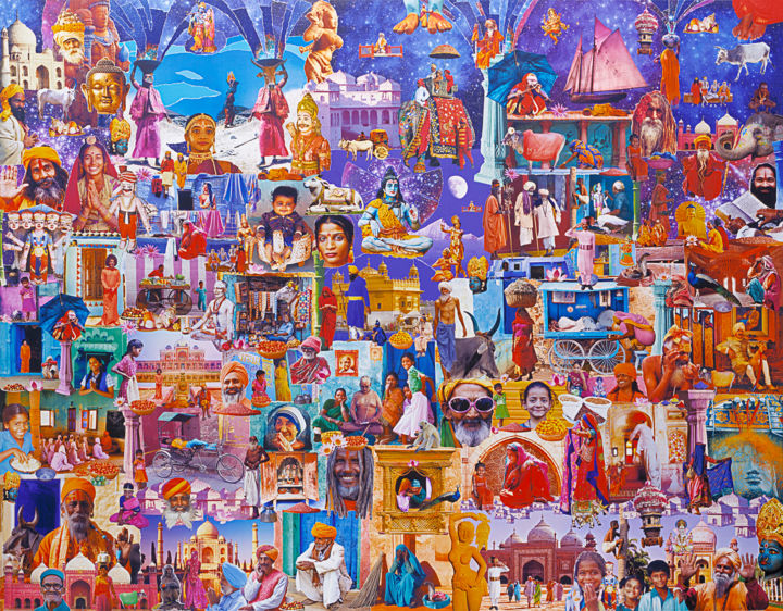 Collages titulada "Colours of India" por Manuel Blond, Obra de arte original, Collages