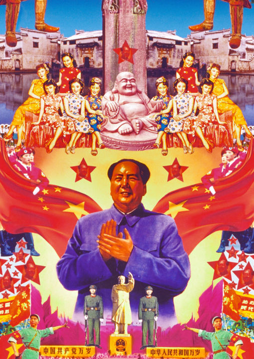 제목이 "Mao at its best"인 콜라주 Manuel Blond로, 원작, 콜라주