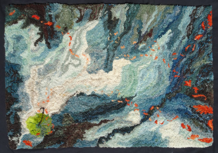 Textile Art titled "ciel d'eau rage.jpg" by Anne-Lise Bresson, Original Artwork, Tapestry