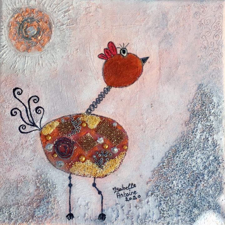 Peinture intitulée "La poule" par Isabelle Antoine, Œuvre d'art originale, Acrylique Monté sur Châssis en bois