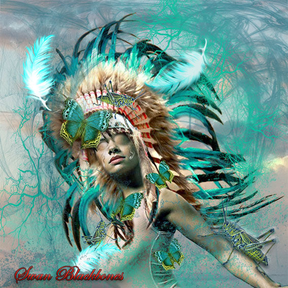 Digital Arts titled "La squaw" by Swan Blackbones, Original Artwork, Digital Painting Mounted on Plexiglass