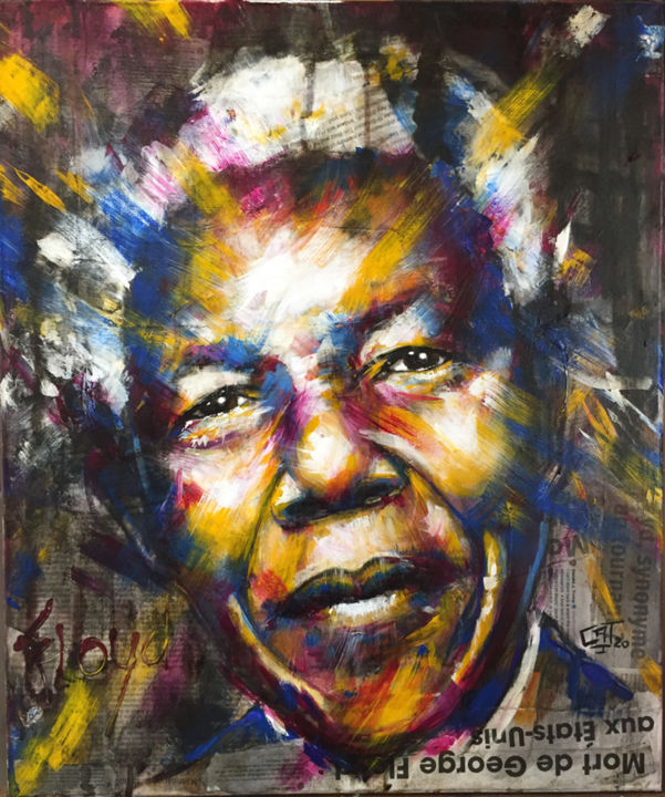 Peinture intitulée "Mandela Floyd" par Cathy Duculty, Œuvre d'art originale, Acrylique